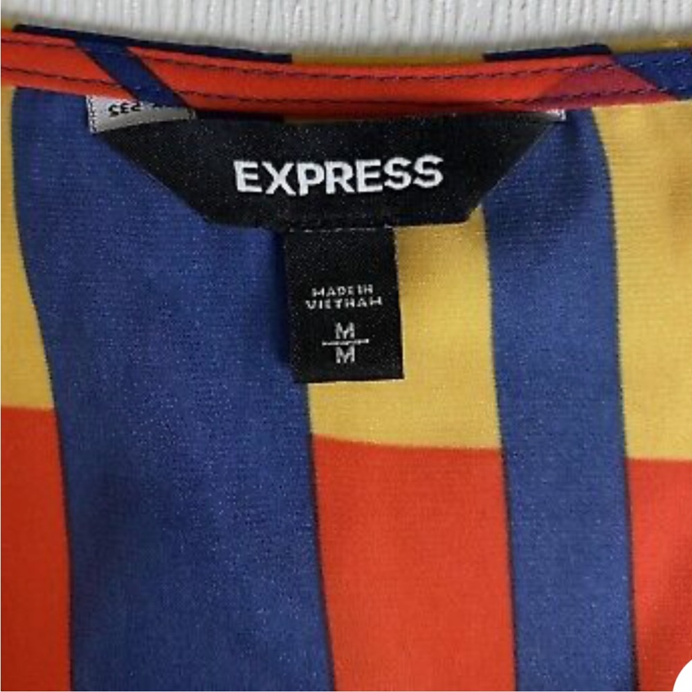 Express Color Block Elastic Waist Ruffle Wrap Dre… - image 3